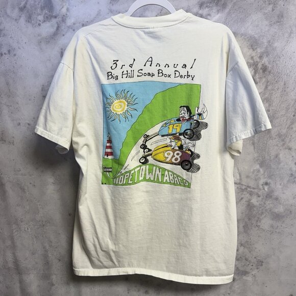 Vintage Soap Box Derby T Shirt Mens L 23x28.5 White Hopetown - Picture 1 of 8
